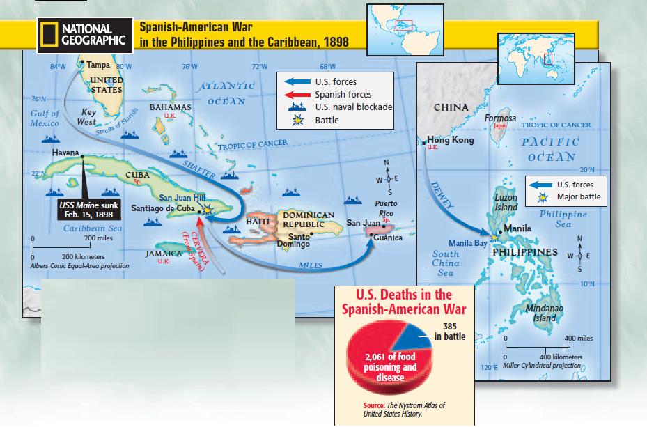 Испано американская война 1898 карта
